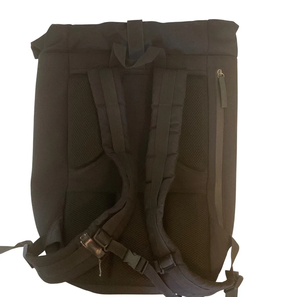 Kapten & Son‎ Lund Black Roll Top Padded Bookbag Red Lining RARE
